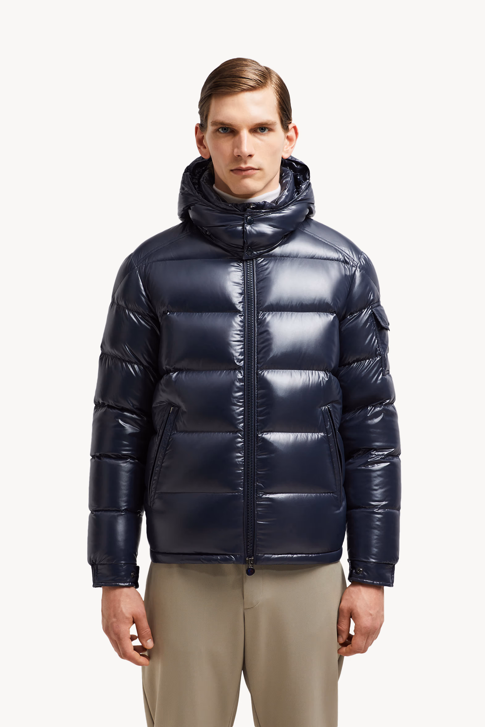 Moncler Maya Hooded Short Down Jacket Men Navy Blue Moncler 3